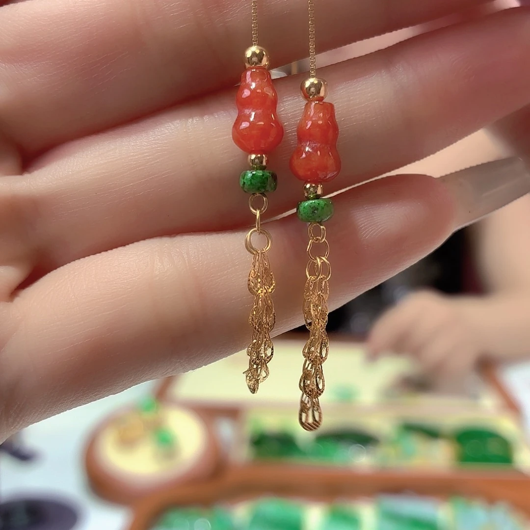 翡翠银S925镶嵌耳饰翡翠