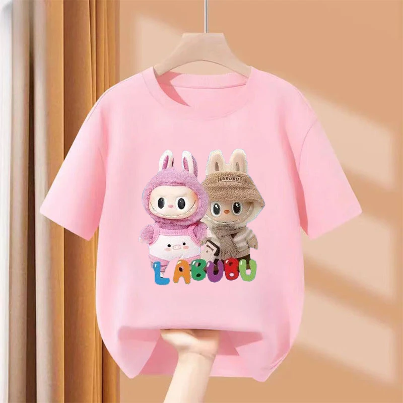 女童100%纯棉拉布布印花中大童上衣短袖t恤夏装2025新款宽松休闲