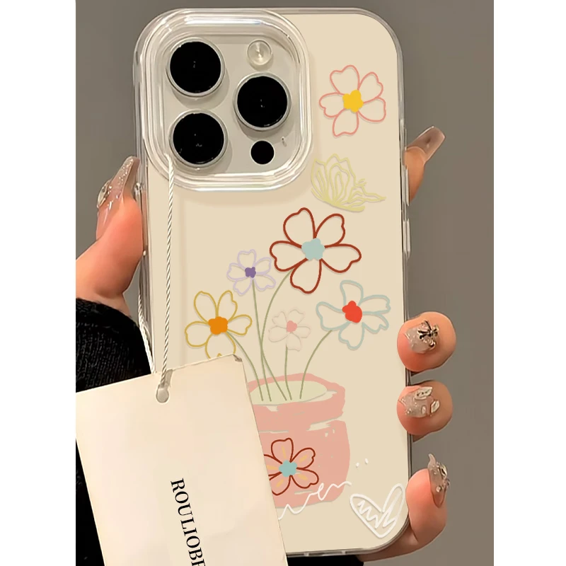 BANCA韩系素描花盆适用苹果16/15promax手机壳14华为vivo小米oppo