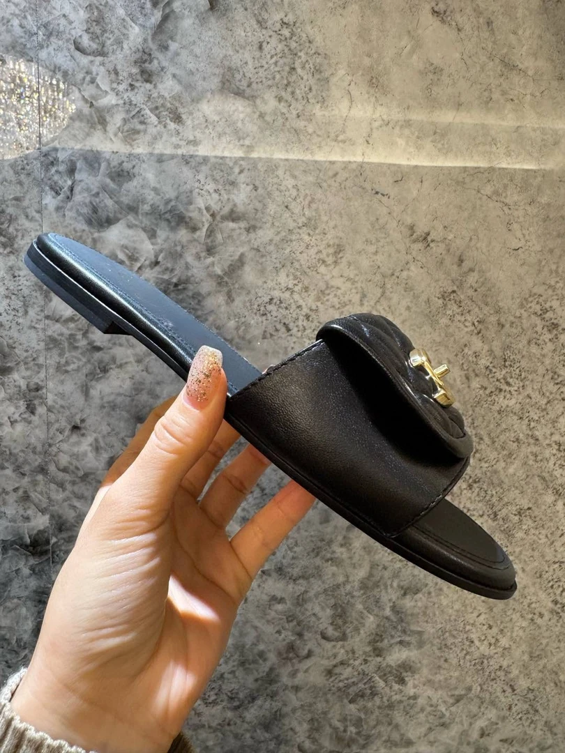 【海口保税仓发货】书包扣菱形格拖鞋【意大利真皮大底】