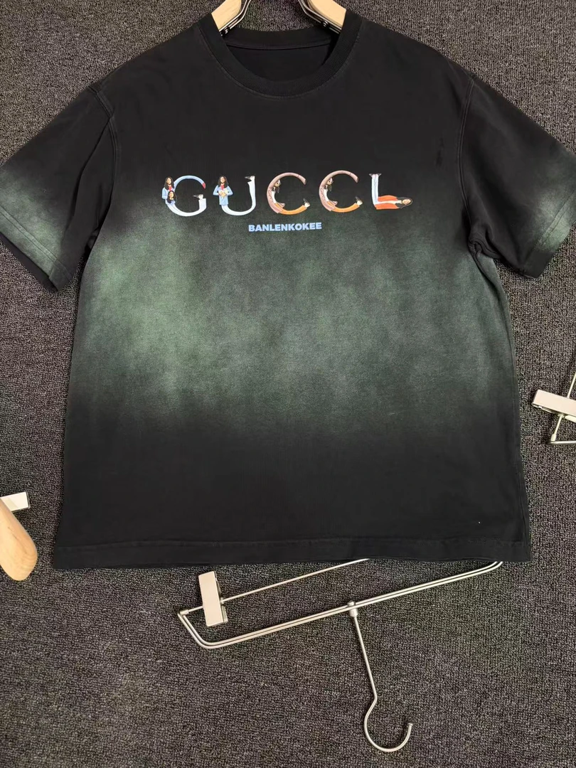 2119-大G 渐变-新品男士时尚休闲T恤短袖百搭半袖-yz