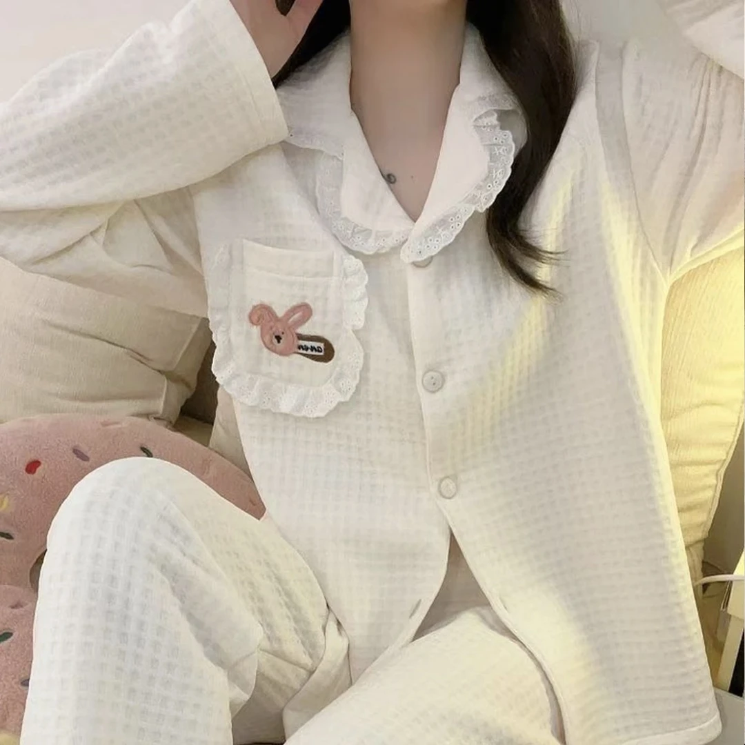 空气棉夹层睡衣女秋冬季保暖家居服冬款套装兔子