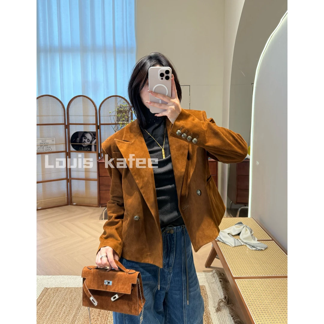 【25年秋上新】LouisKafee土耳其安哥拉山羊皮反绒皮女装皮衣56827