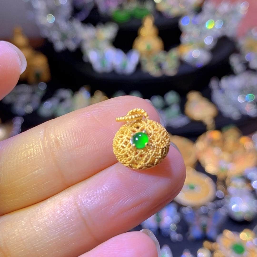 翡翠银S925镶嵌颈饰天然翡翠