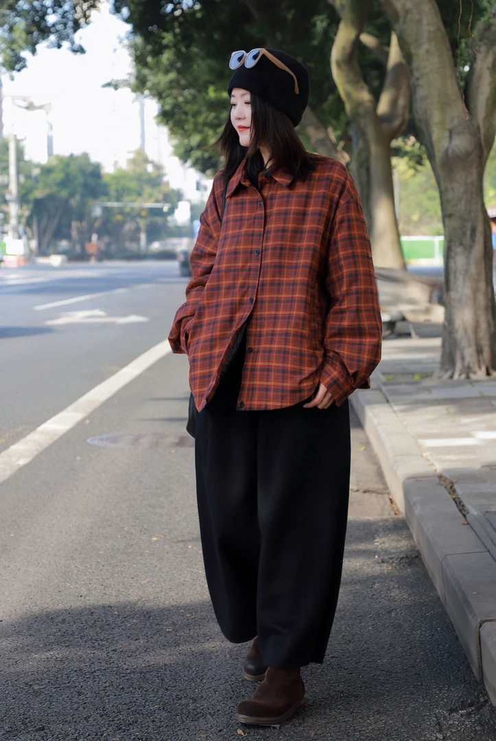 设计师款 复古彩色格子 90鹅绒休闲宽松羽绒服