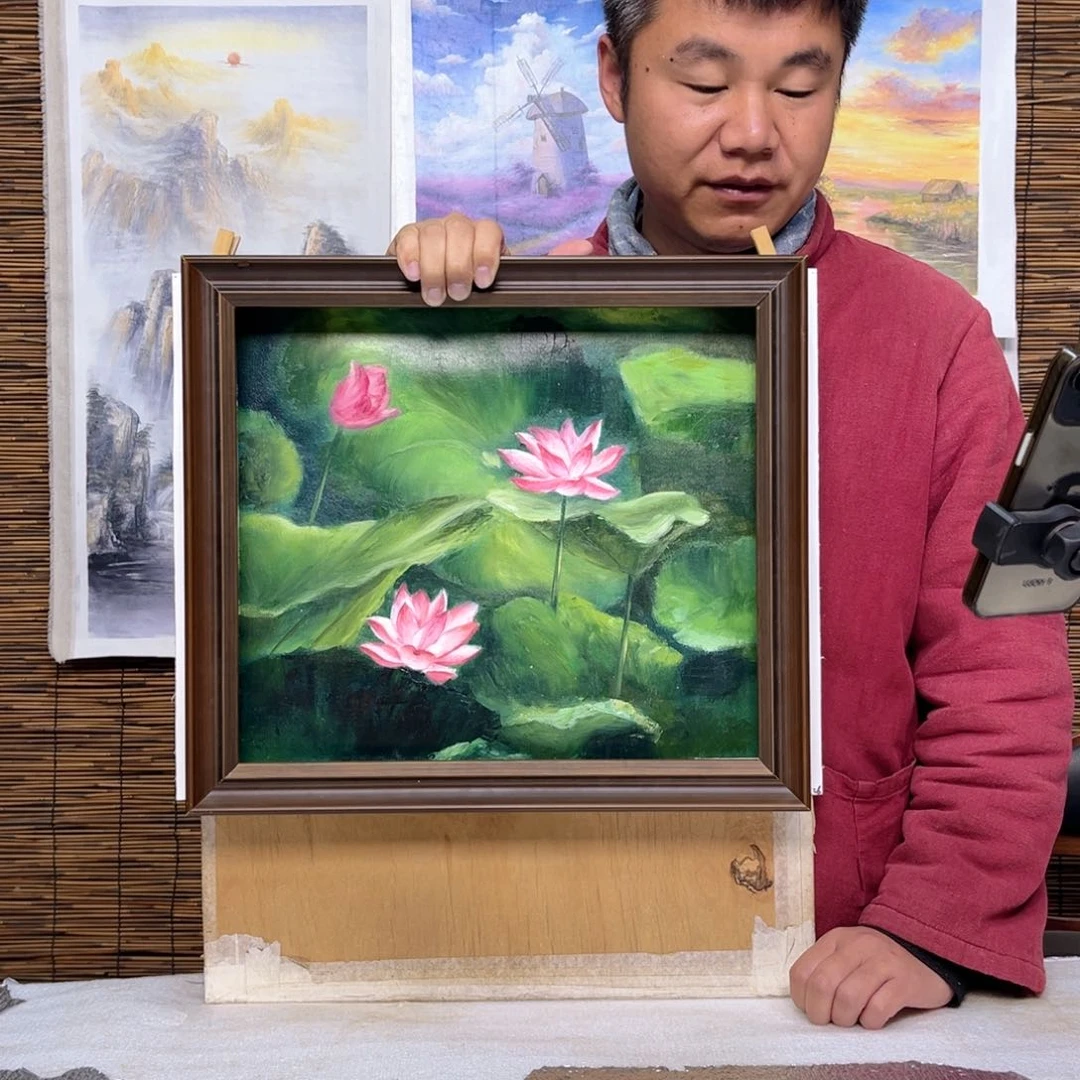 油画行路人小院绘画作品竞拍