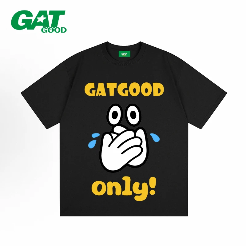 GAT绿标新款（悲伤表情）280克男女同款美式潮牌T恤美式发泡短袖