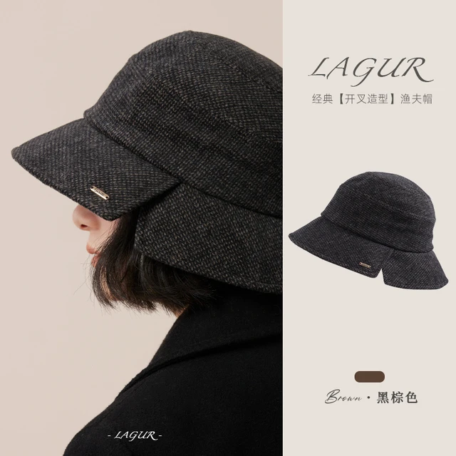 经典【开叉造型】ce*ine艺术范~麦穗纹加厚渔夫帽时髦复古礼帽冬