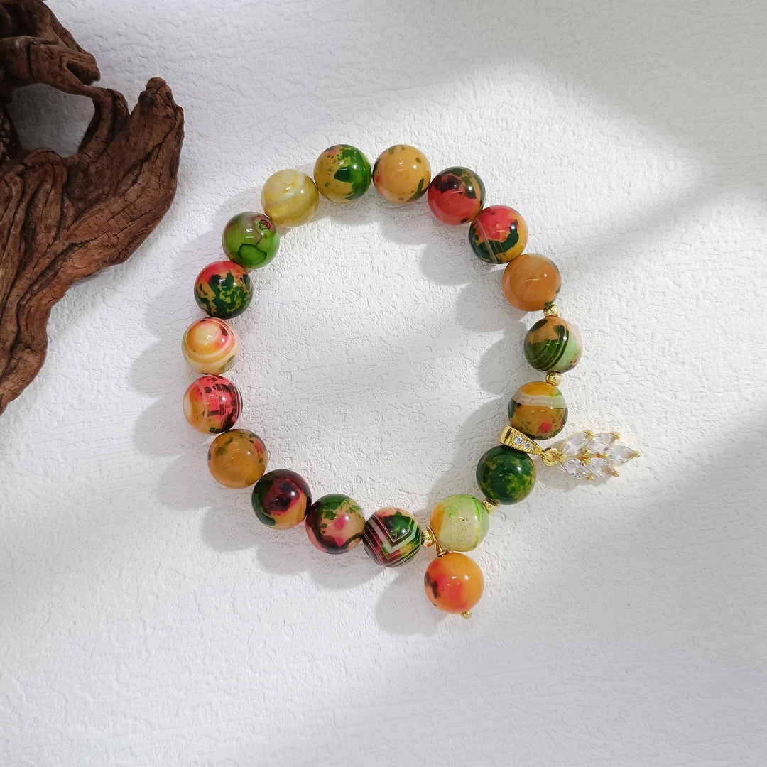 WRSS-002503【瑙影流芳】多彩红黄绿玛瑙 国风女款手链手串