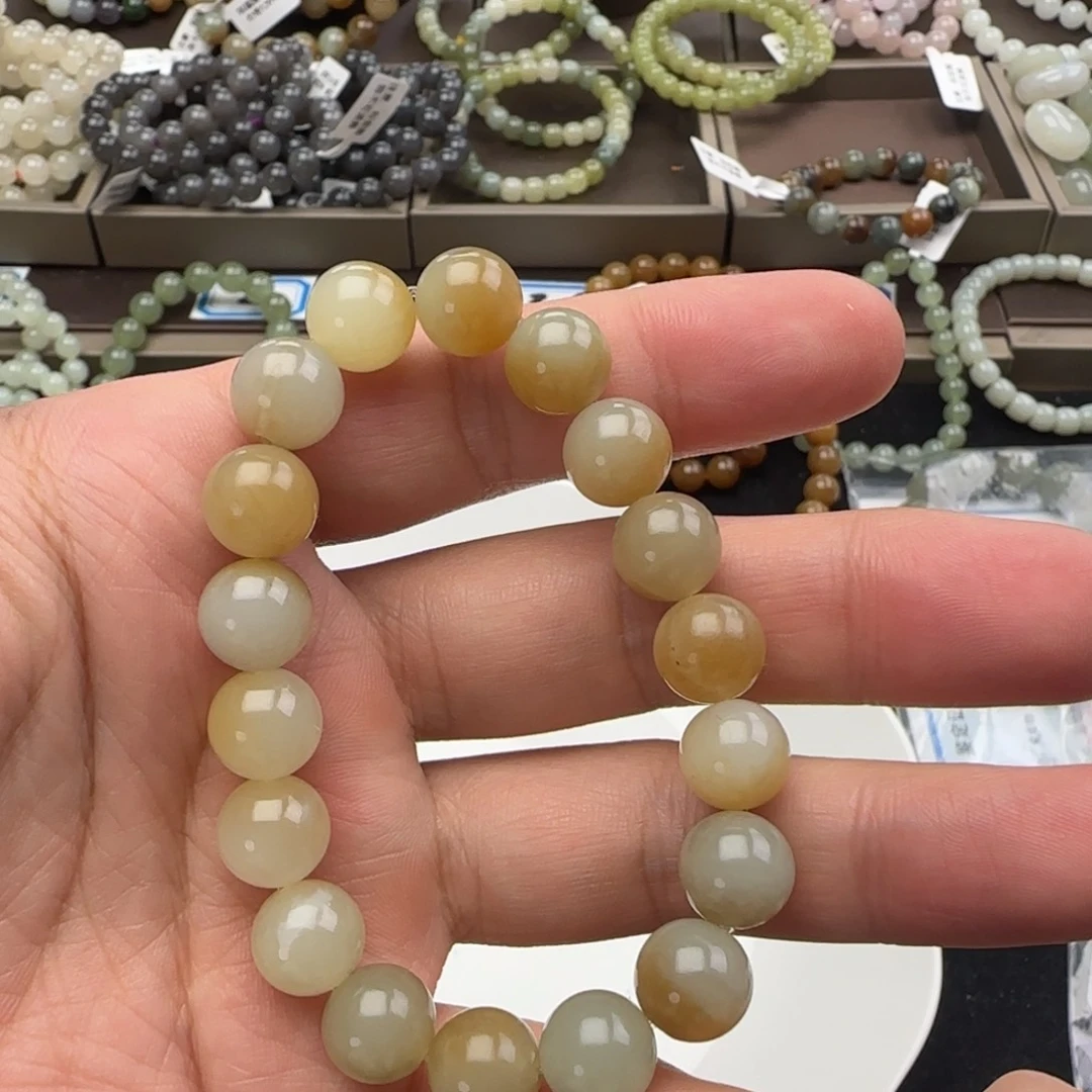 和田玉未镶嵌手链卡10糖白，77