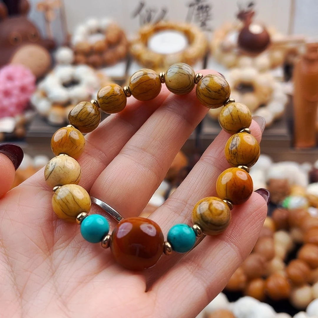 菩提根/象牙果手串牦牛骨圆珠