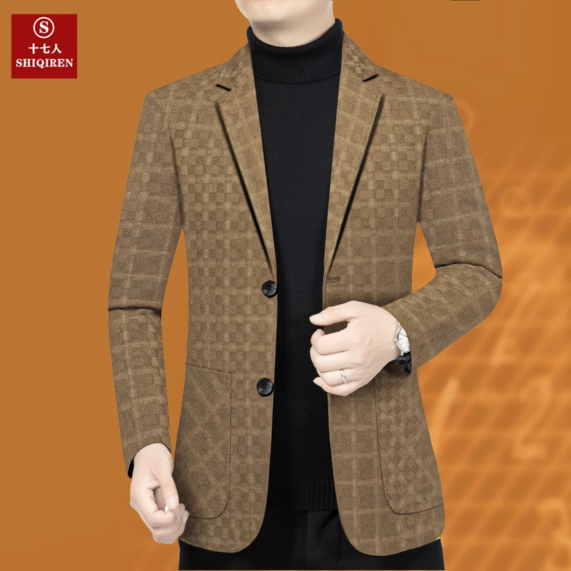 【新款西服】十七人男士西装外套百搭上衣中年爸爸装西装单件新品