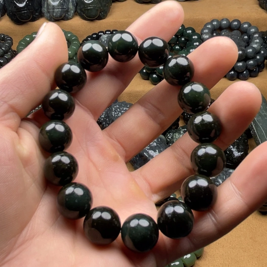 和田玉和田玉手串14mm珠未镶嵌