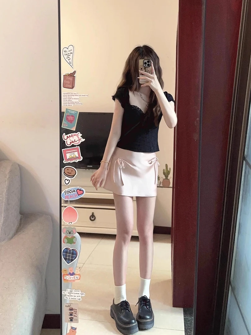 夏装多巴胺搭配一整套茶系穿搭小个子辣妹纯欲风上衣裙子时尚套装