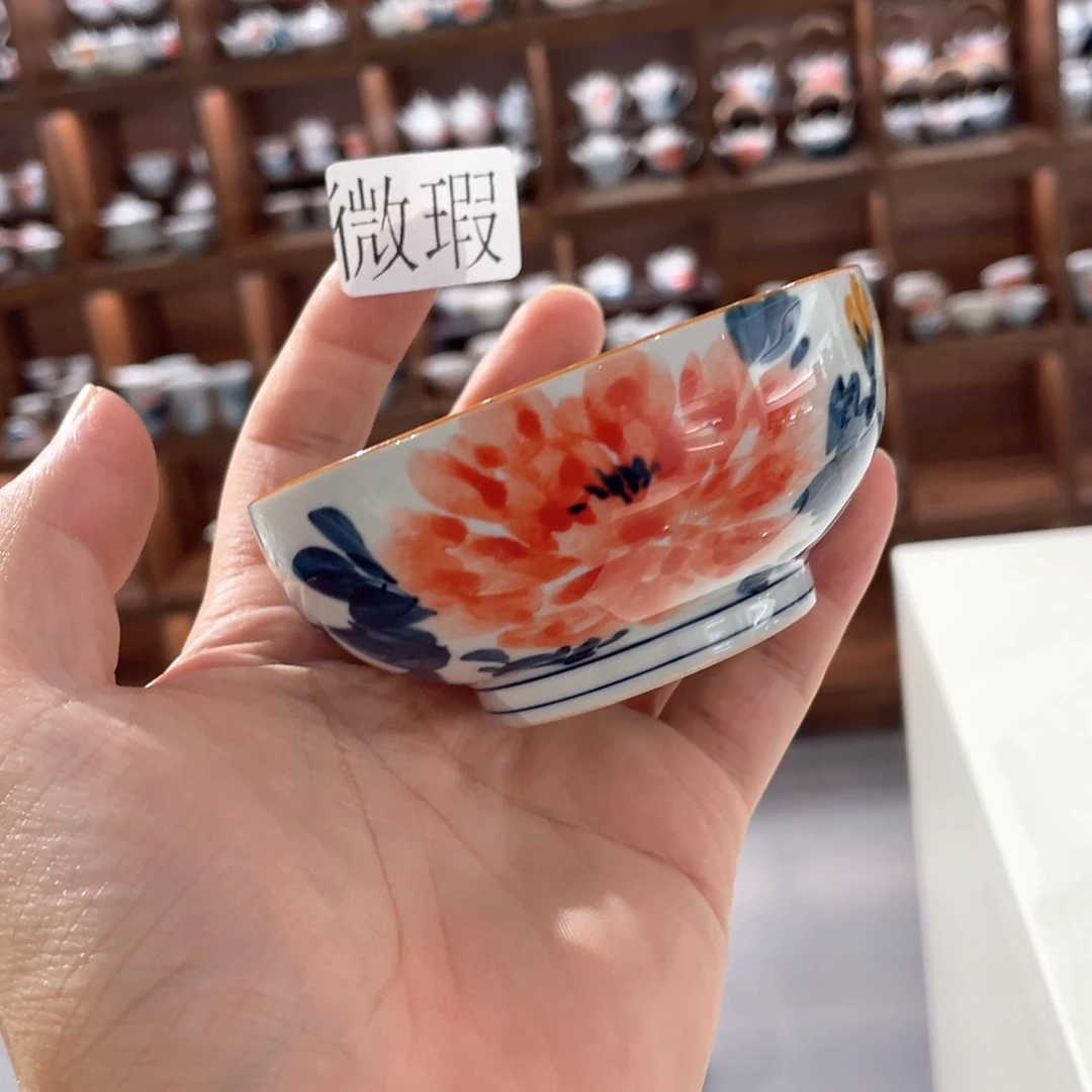 釉下手绘茶具微瑕