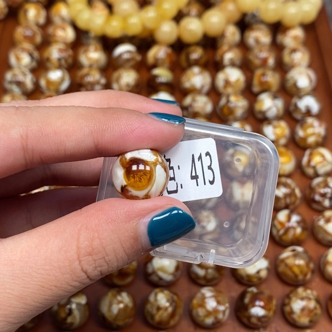 把件猴头核桃沁色蜜蜡圆珠老型413