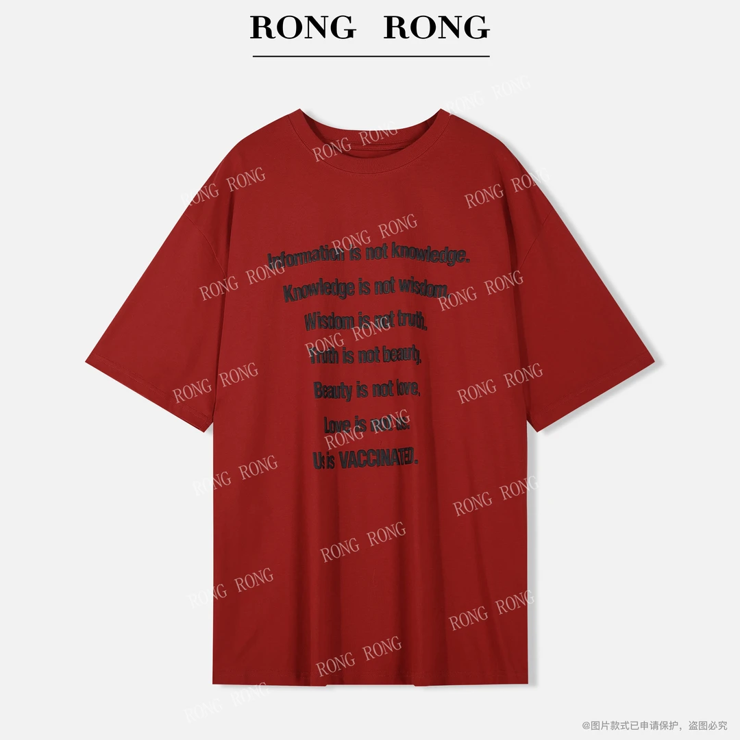 溶溶【纽约诗报】RONGRONG100棉圆领发泡工艺印花宽松百搭短袖T3367