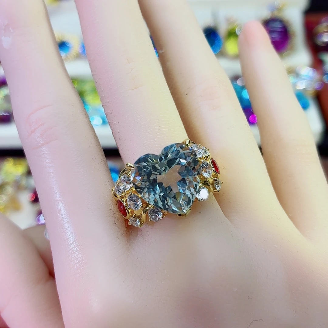 戒指托帕石银S925镶嵌