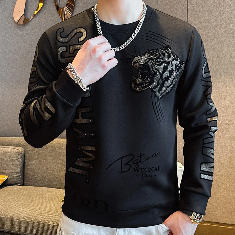 荷波撒纳温欧货秋冬男士高端卫衣圆领休闲百搭长袖卫衣时尚打底衫