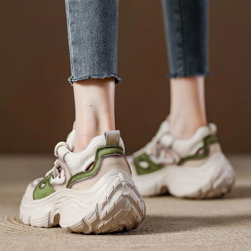 夏季厚底增高运动凉鞋女休闲2025新款女鞋透气镂空老爹鞋软底轻便