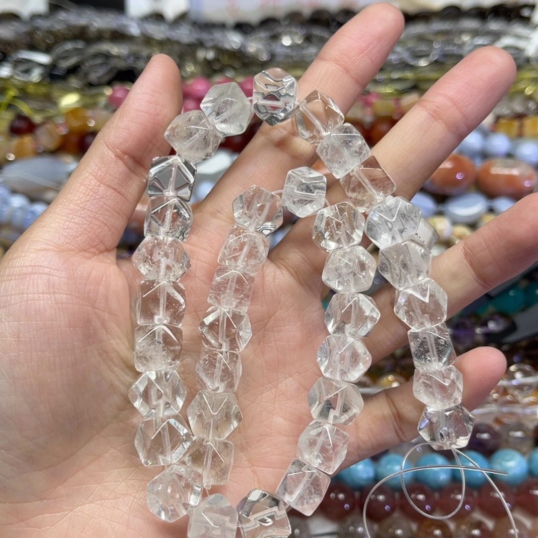 玛瑙/玉髓散珠天然白水晶卡10.6长条38厘米