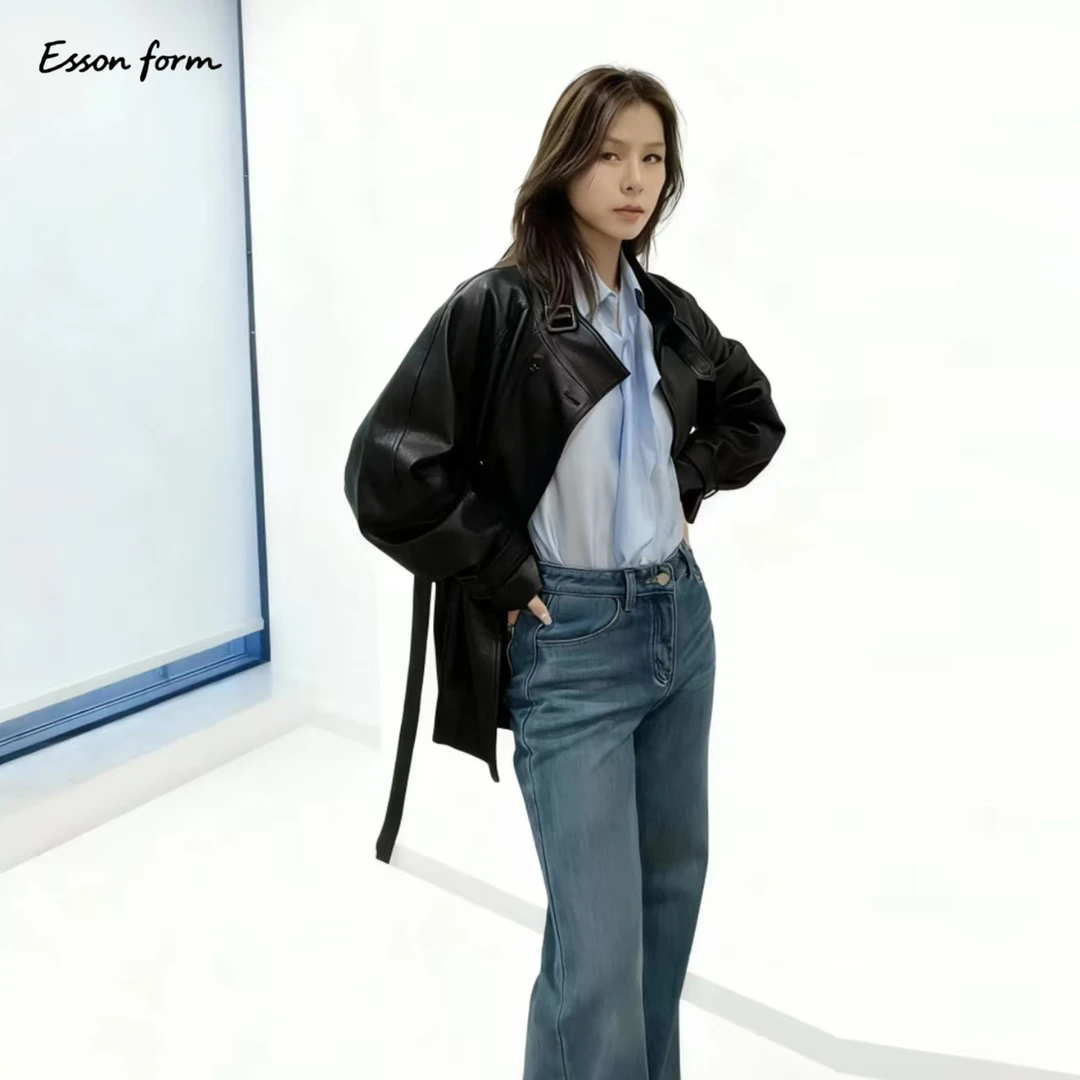 【Esson Form】秋冬韩版时尚百搭款加绒微喇牛仔裤