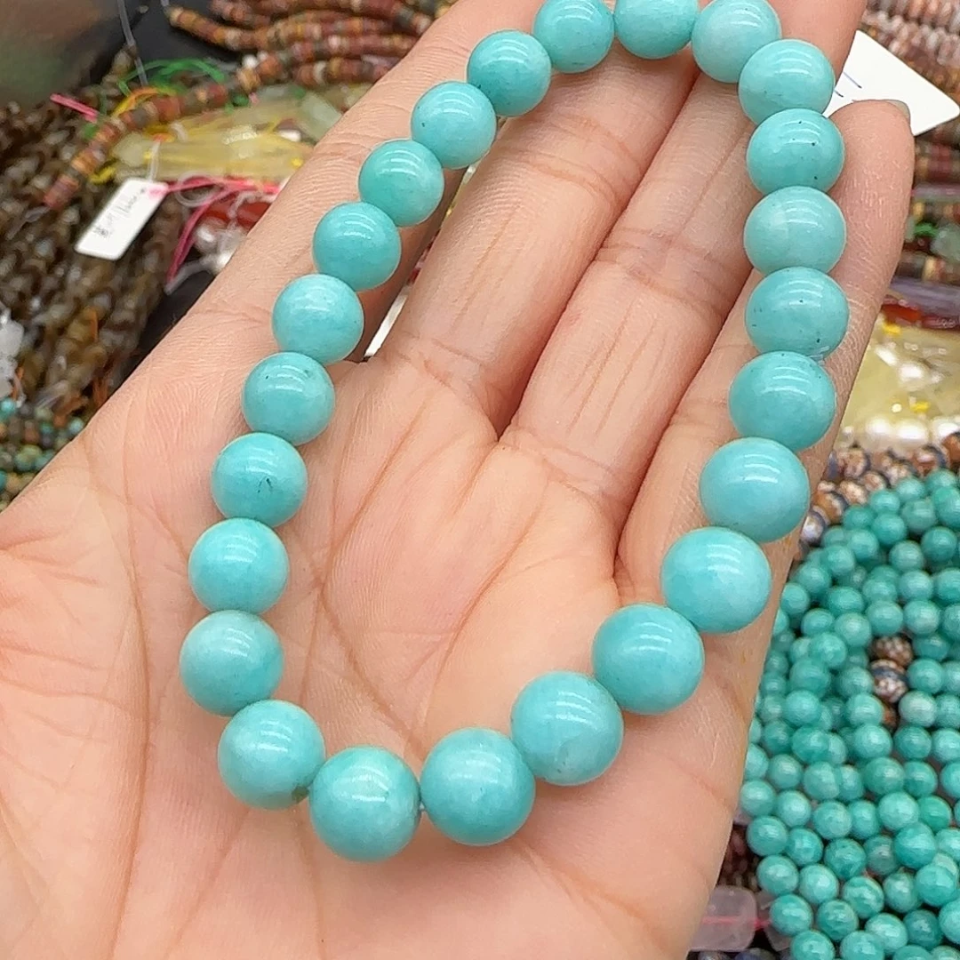 合金玛瑙/玉髓珠宝半成品天河石8mm单圈一条