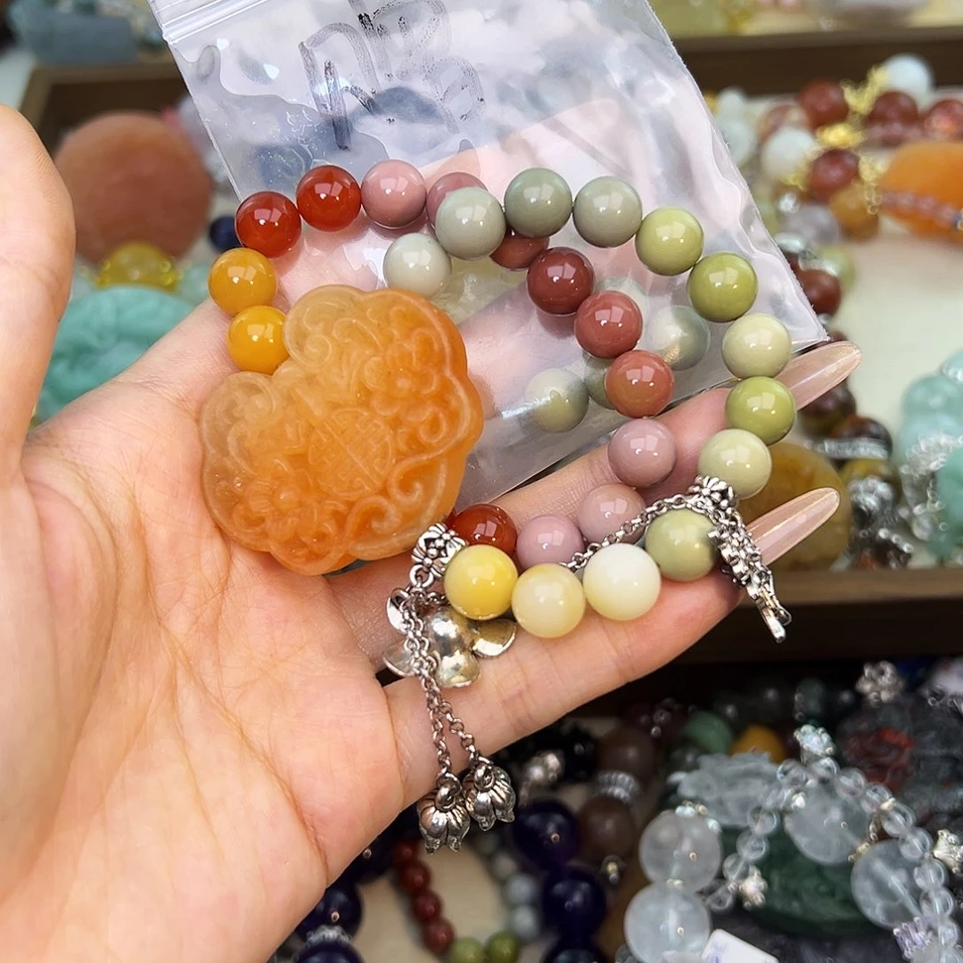 无***言水晶手串合金水晶