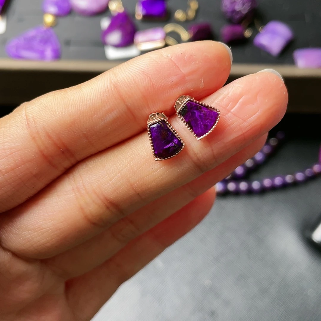 苏纪石（舒俱来）耳环银S925镶嵌阿*蕾