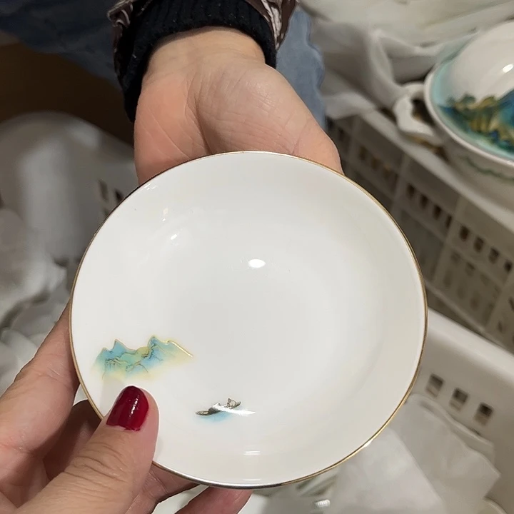 瓷片微瑕骨瓷碟一个江山