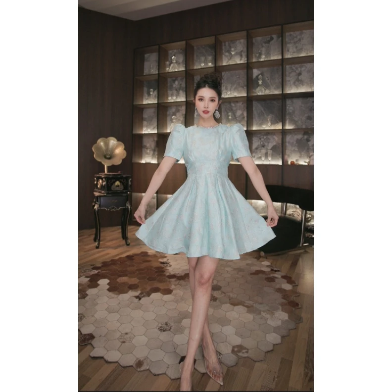 六爻定制 法式气质名媛显瘦优雅时尚连衣裙 70383