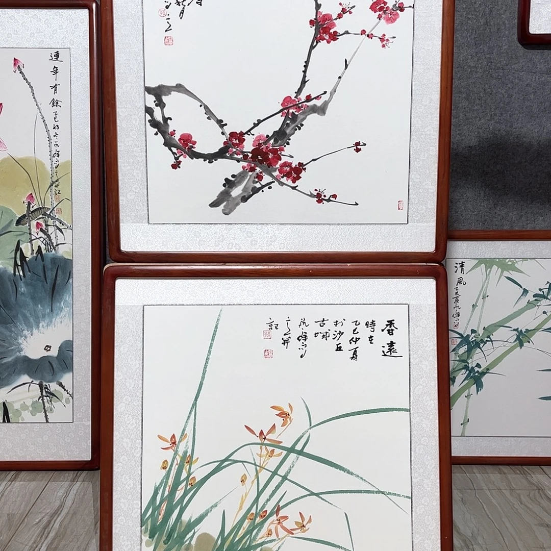 国画书画作品带框63×63