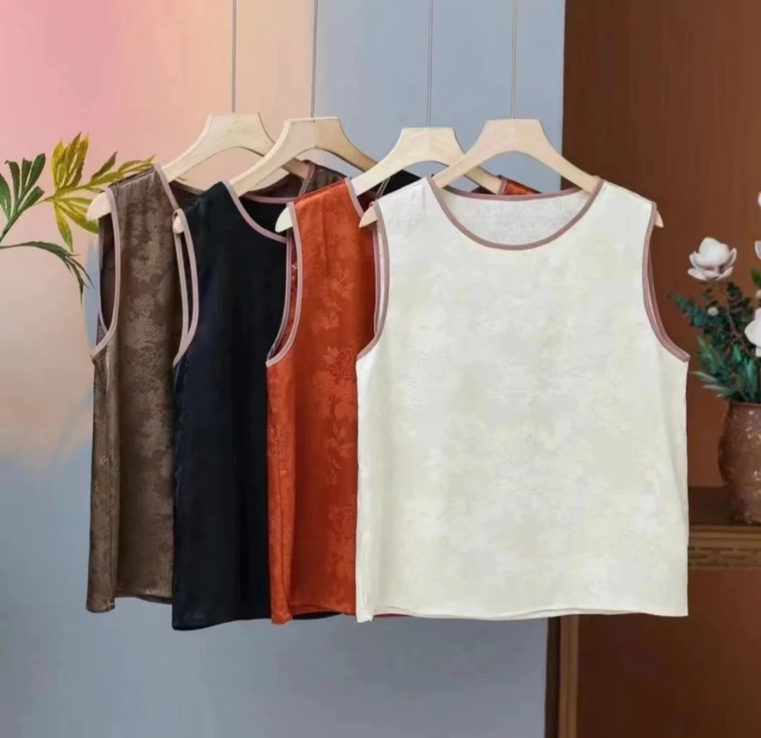 676【金姐专属】新款圆领提花网红时尚休闲打底通勤无袖 背心