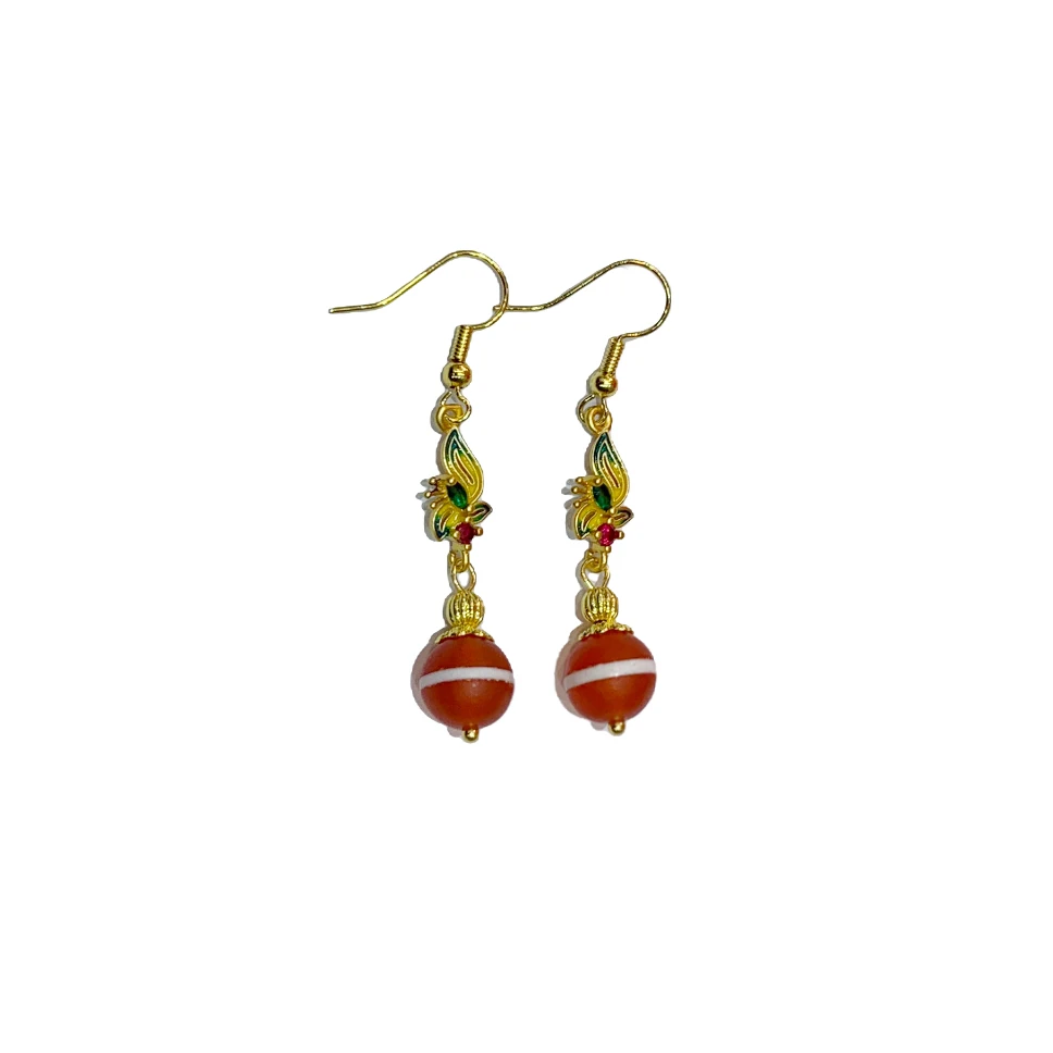 红肉一线药师玛瑙耳饰(多样性发其一) A28-434