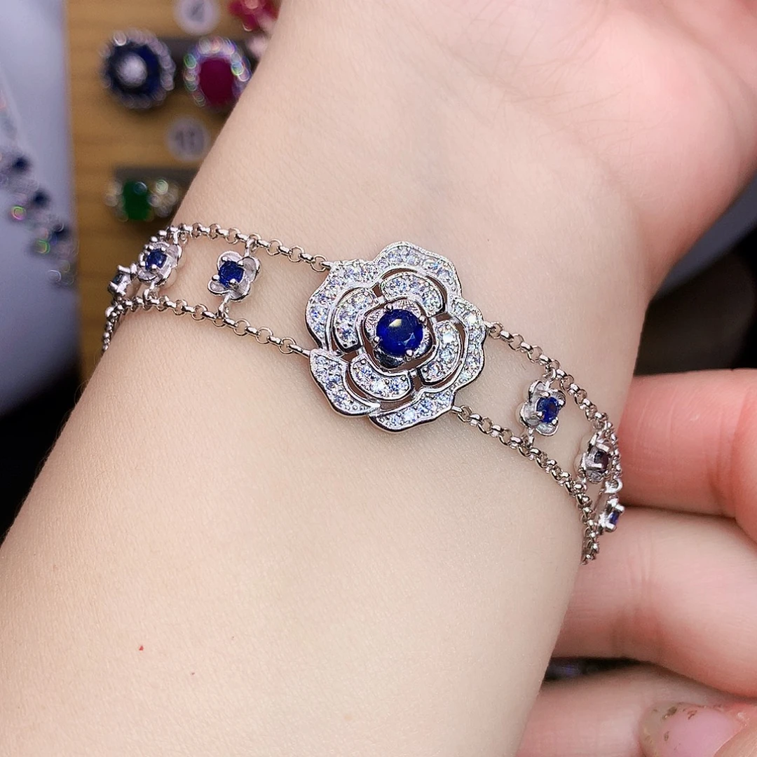 手链银S925镶嵌蓝宝石