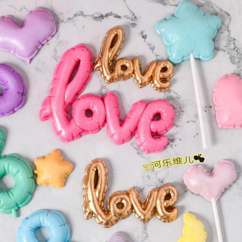 七夕情人节love气球褶皱  翻糖巧克力蛋糕烘焙硅胶模具