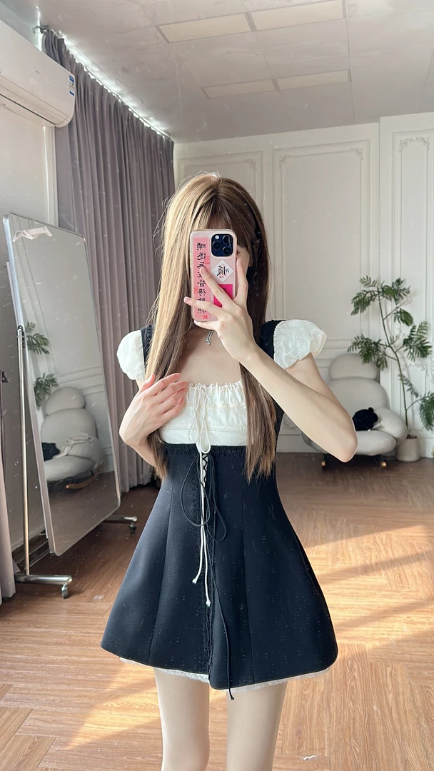 小小仟赫本仲夏梦/夏季吊带裙少女感蕾丝花边收腰显瘦短裙