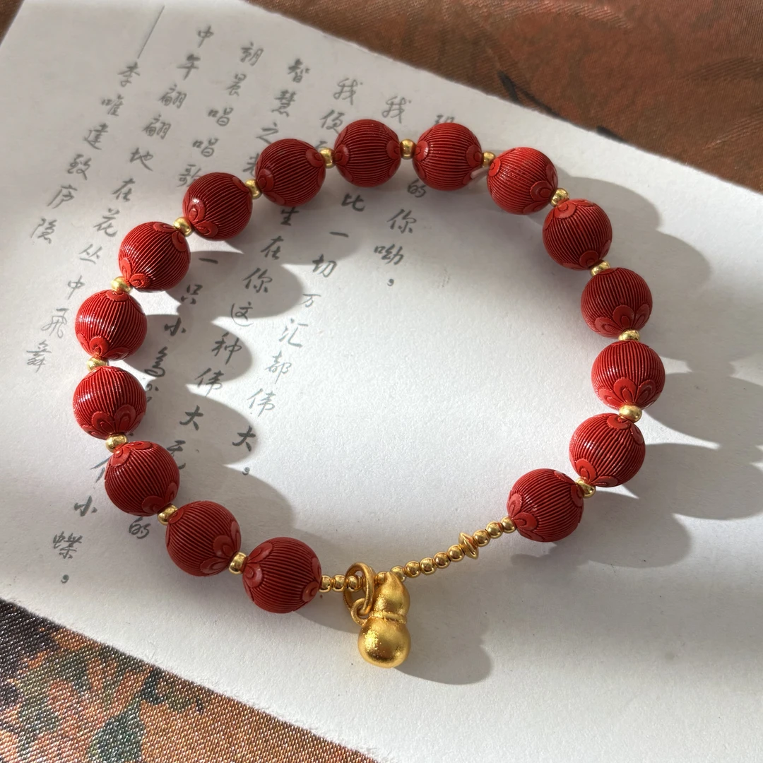 含辰砂工艺品【金菀菀】辰砂丝绒手串