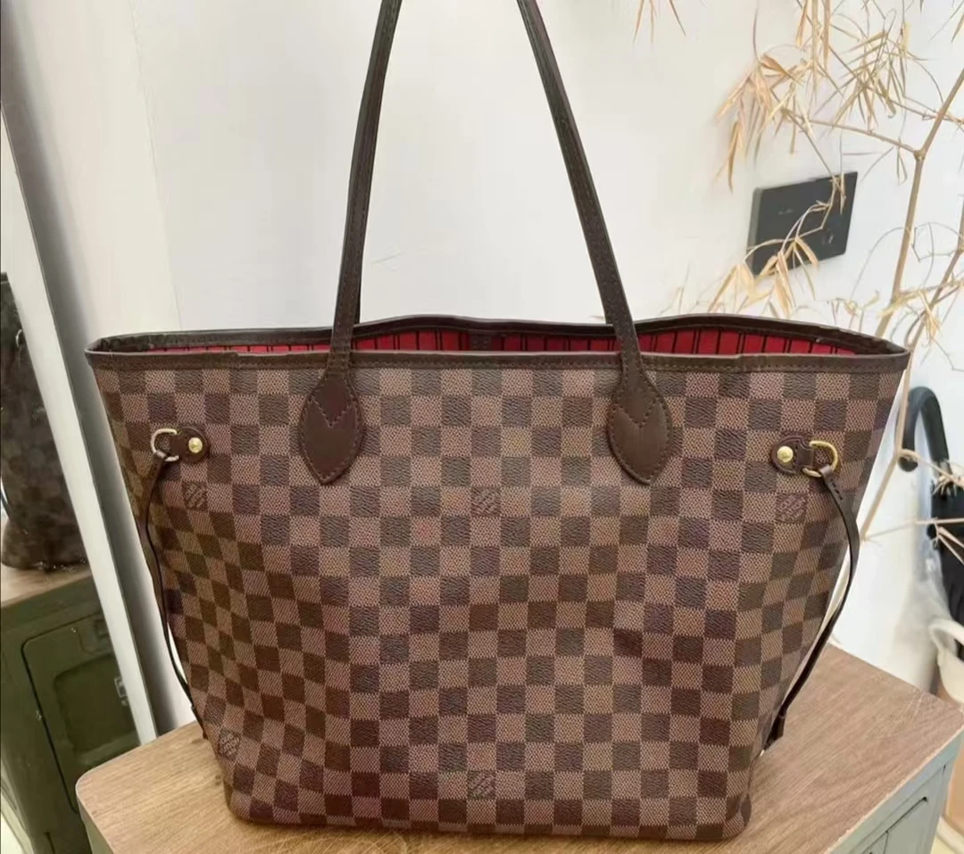 95新 LouisVuitton/路易威登 LV棋盘格NF大号手提包购物袋单肩包