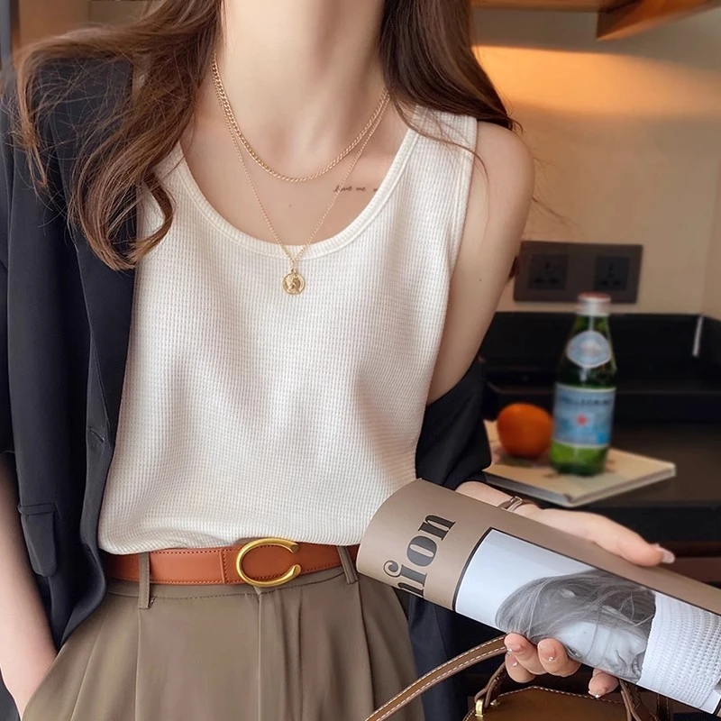 白色吊带内搭配衬衫的背心2025新款夏季外穿无袖打底宽松百搭上衣