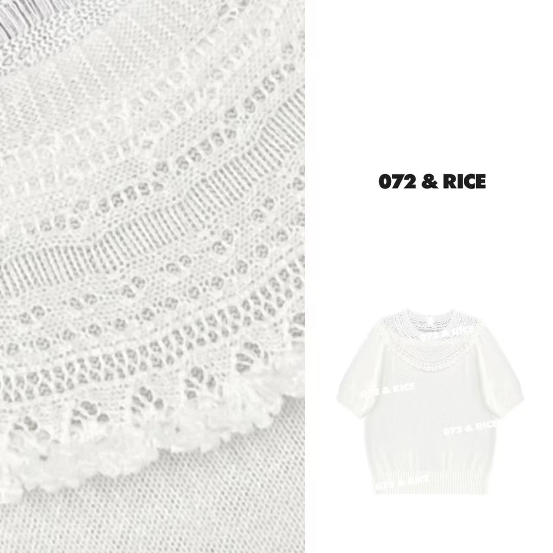 072 & RICE【云海】莱赛尔+和纸+棉 夏季圆领短袖针织衫 32LE039