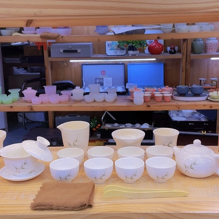 竹节高升羊脂玉套装