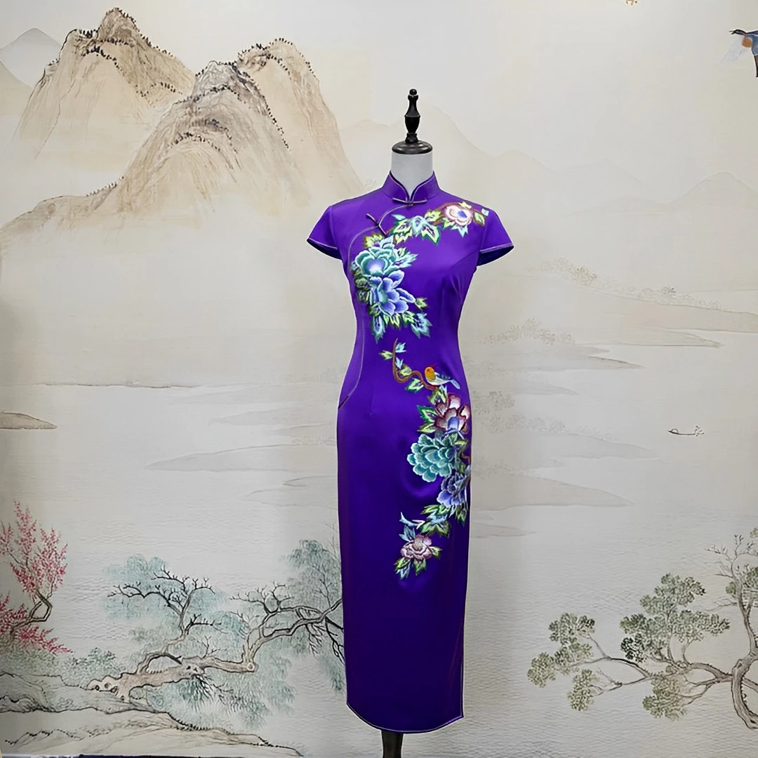 YUANZUEN/袁尊中国风旗袍 孤品真丝旗袍按编码拍微瑕走秀婚礼复古