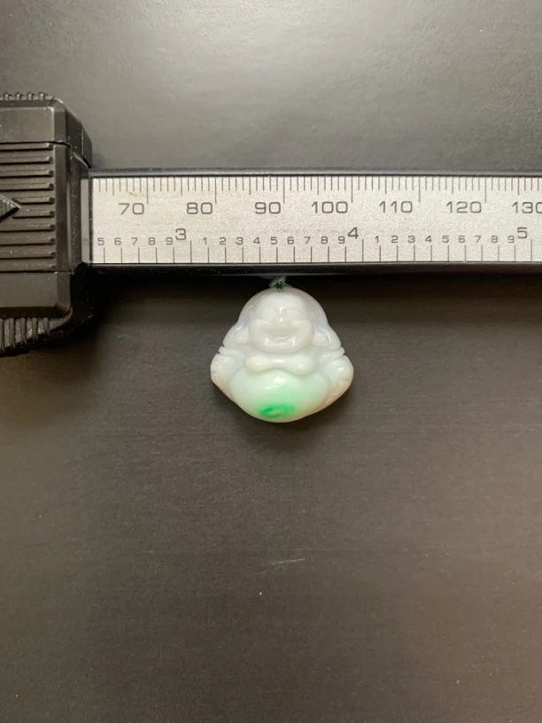 天然缅甸翡翠A货佛公吊坠开心福气财运包容好运阳绿细糯精美厚装