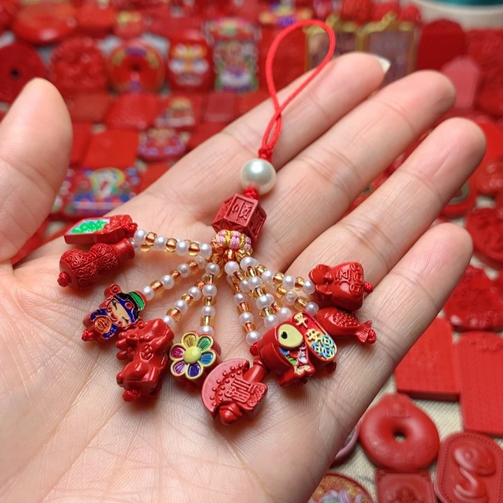 天然辰砂工艺品朱砂手机坠