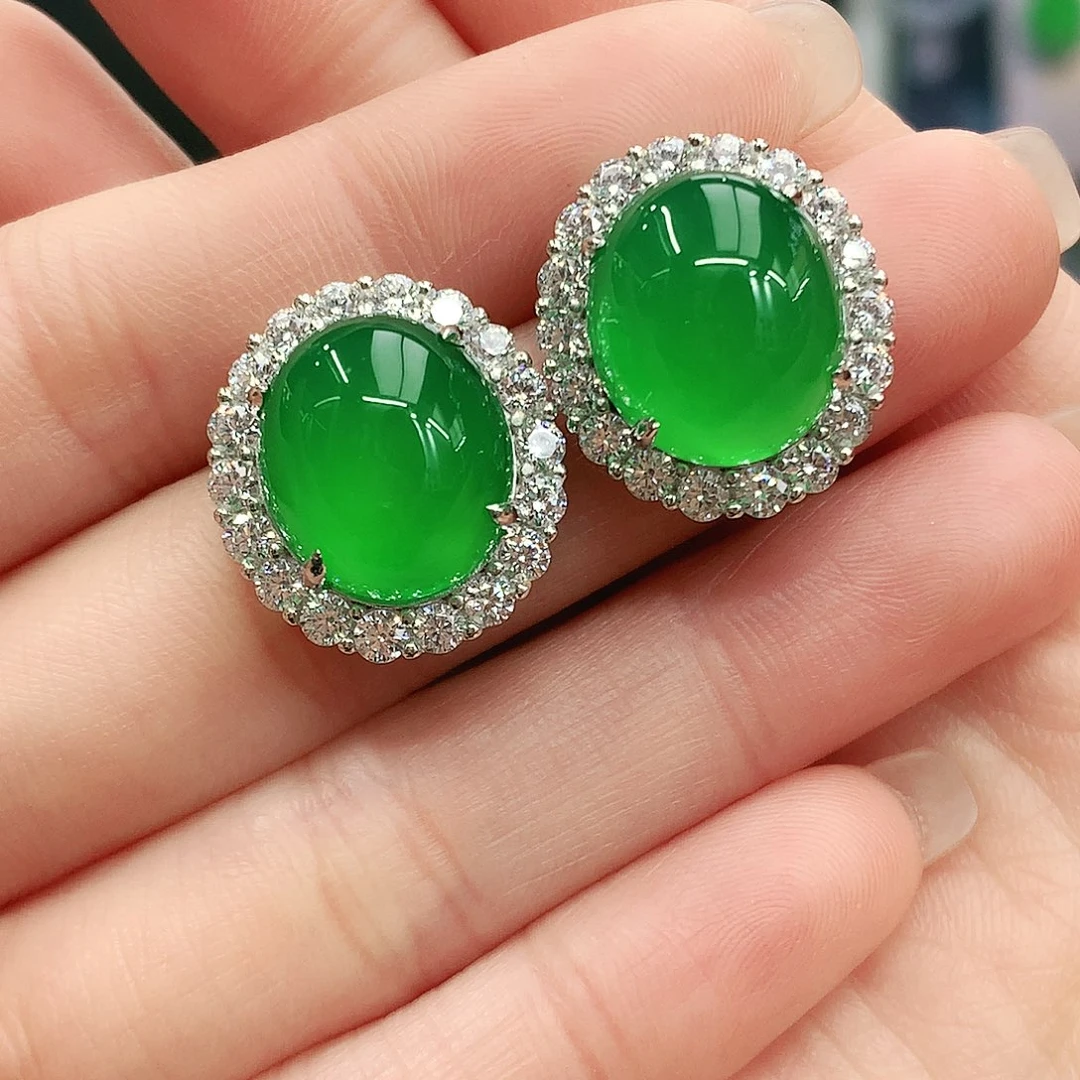 银S925镶嵌耳钉玛瑙/玉髓