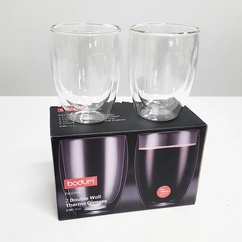 【350mlx2只】摩瑟家居【bod透明双层杯2只】HAZC花瓶摆件玻璃陶瓷花