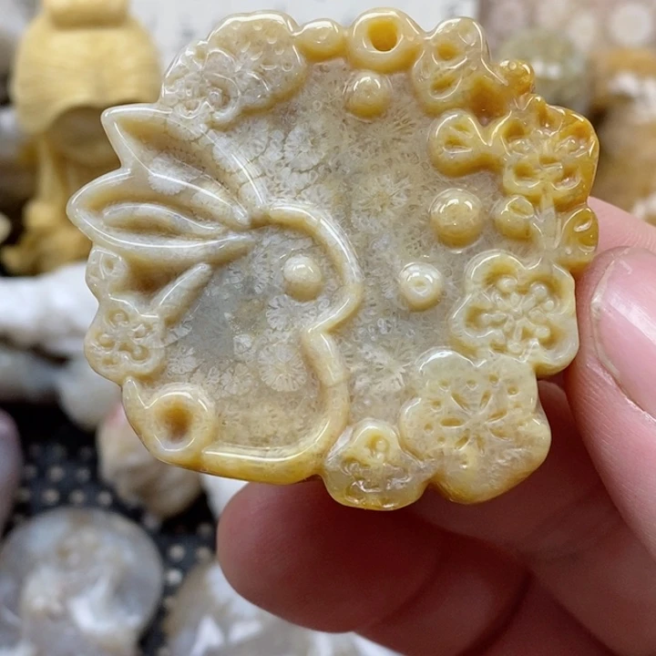 颈饰未镶嵌硅化珊瑚（珊瑚玉）