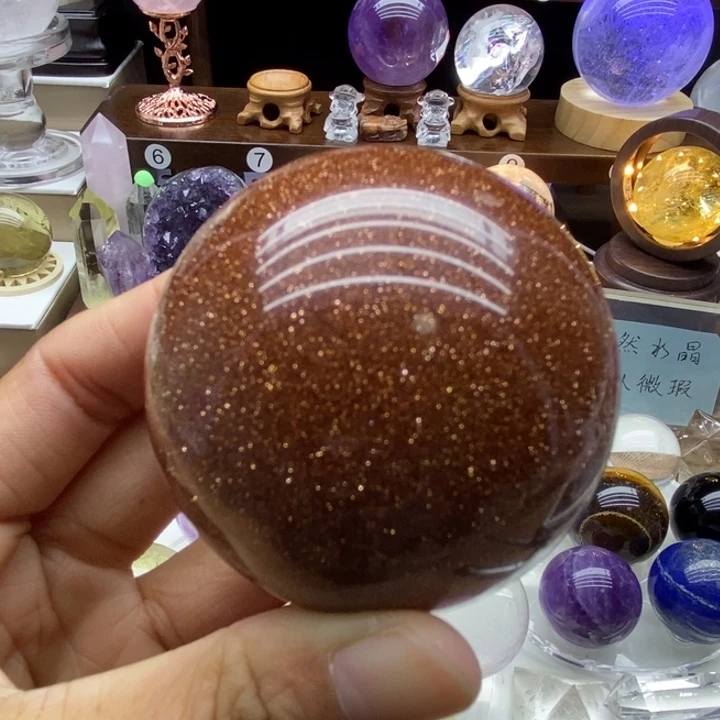 水晶摆件未镶嵌金沙石球55.8m m