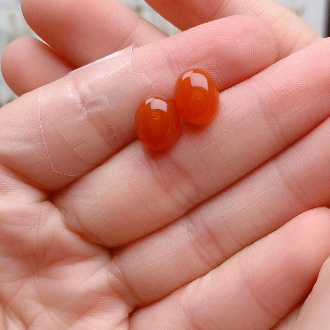 南红玛瑙银S925镶嵌耳饰